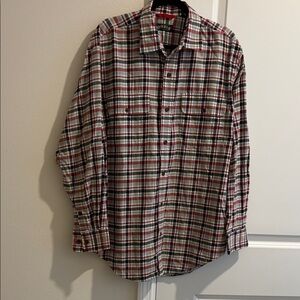 Orvis Men's Red and Black Plaid Button-Down Shirt